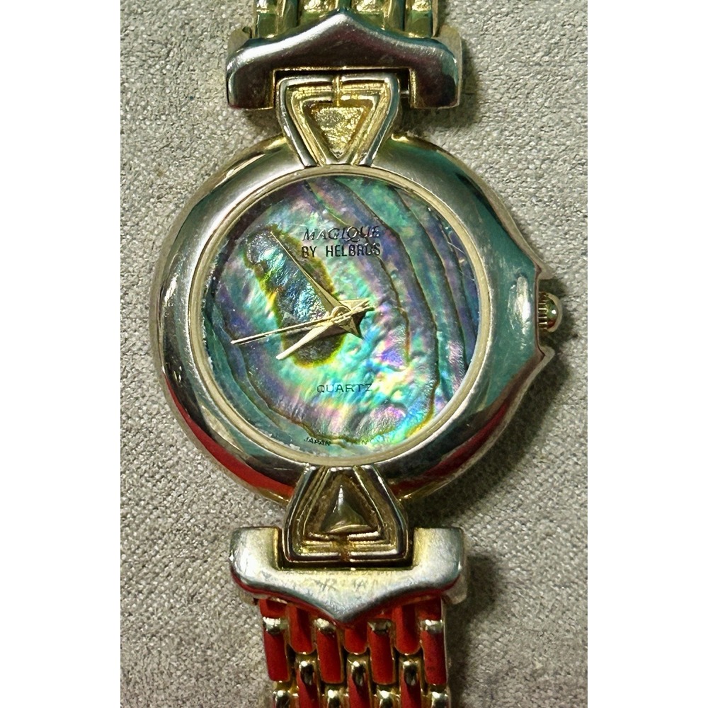 Vintage Magique Helbros MG10940Y Women's Watch Abalone Shell Dial New Battery